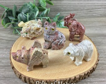 Dolomite Spirit Animals - Choose from Lucky Pig, Cat, Bear, Flying Angel Pig or Elephant - 1.25&quot; - *CALM*, *BALANCE*, *CALMING*