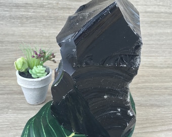 BIG! 6.3" High Black Obsidian Decor Piece - Rough - Smoothed Bottom to Stand Up - *CLEANSE NEGATIVITY* - *Grounding* - *Psychic Protection*