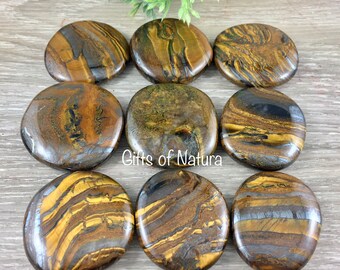 Golden Tiger Iron Palm Stone / Earth Stone / Worry Stone - Natural, Hand Polished - *STRENGTH* - *STAMINA* - *FOCUSED Will*