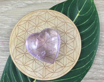 1.5" Light Puffy Amethyst Gemstone Heart - Hand Carved, Polished, Nice inclusions! - "Divine Connection* - *Calming* - Heart Chakra