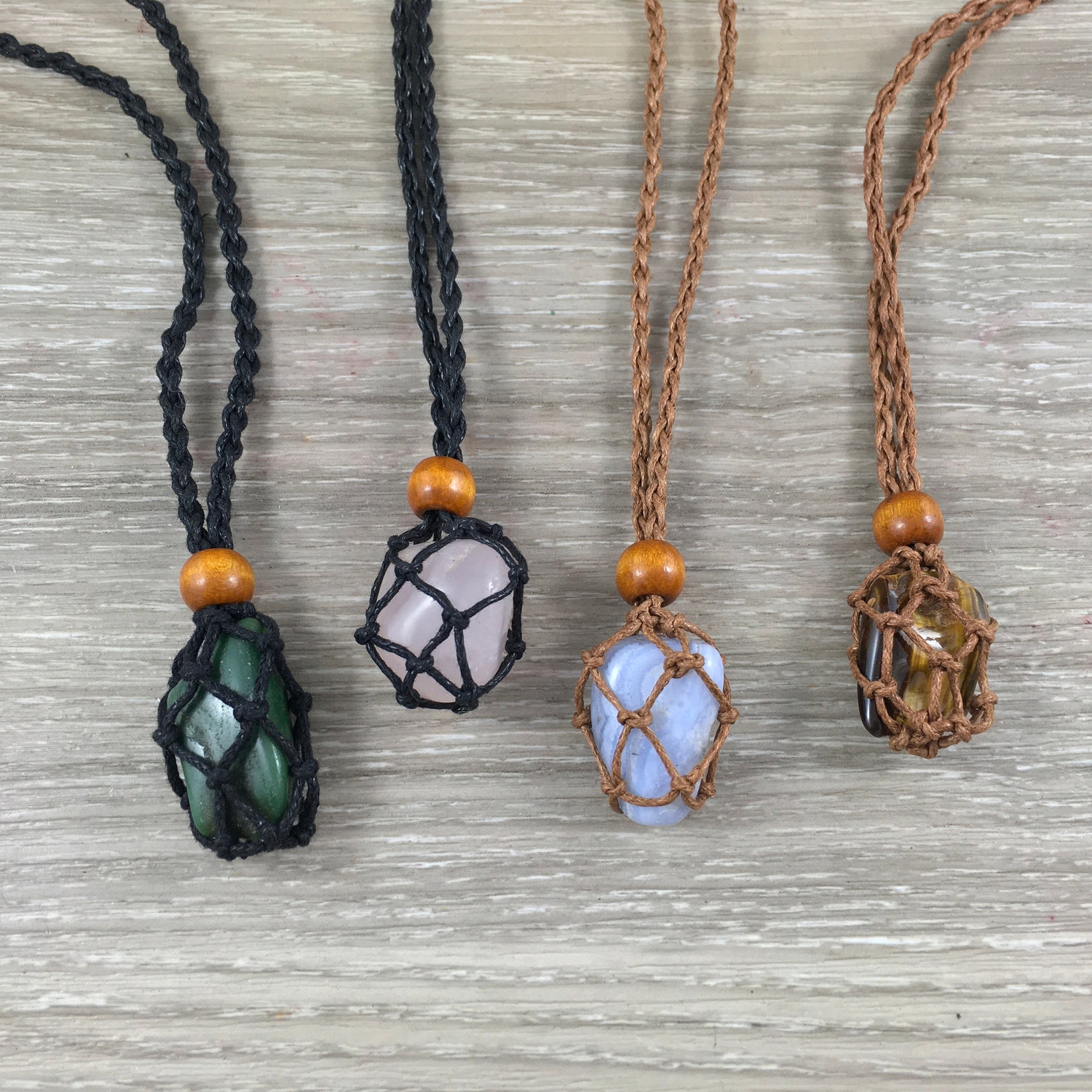 Hemp Cord Necklace Stone / Crystal Holder 2 Sizes to Choose Etsy Canada