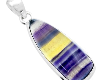 TOP GRADE Rainbow Fluorite Pendant - Handcrafted and set on 925 Sterling Silver - Bonus Chain! - *Mental Enhancement & Clarity*