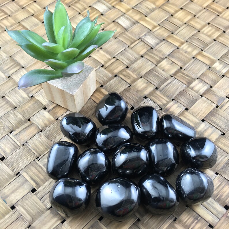 0.75 Jet Crystal Stone Smooth Tumbled Polished Etsy