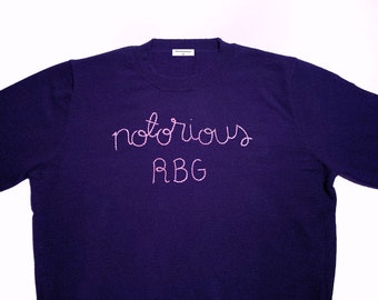 Notorious RBG, Ruth Bader Ginsburg, unisex hand embroidered 100% cotton sweater