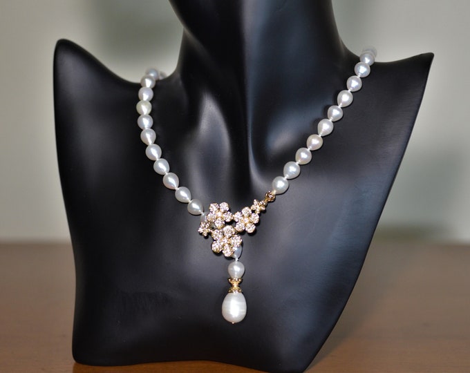 Baroque Pearl Necklace for Women, Natural Color Freshwater Pearls, Adjustable, Reversible, Bridal Necklace