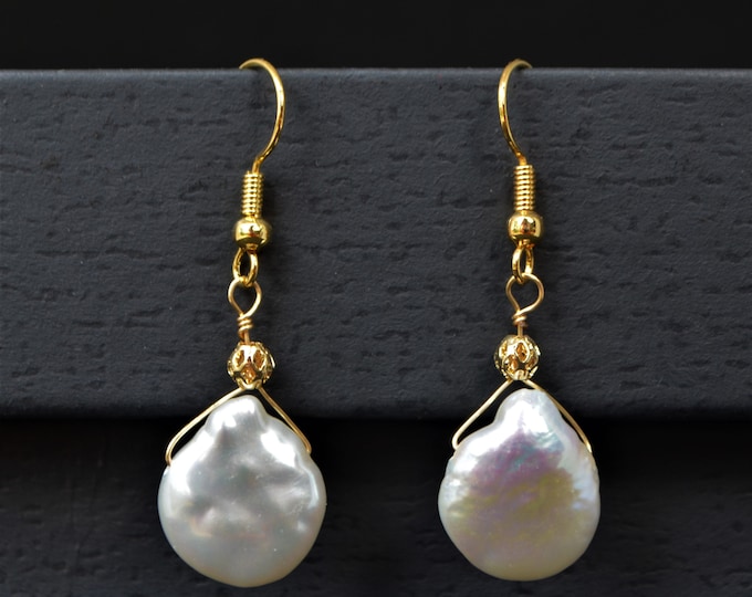Baroque Freshwater Pearl Earrings for Women, 14K Gold Filled Earrings for Girls, Hypoallergenic