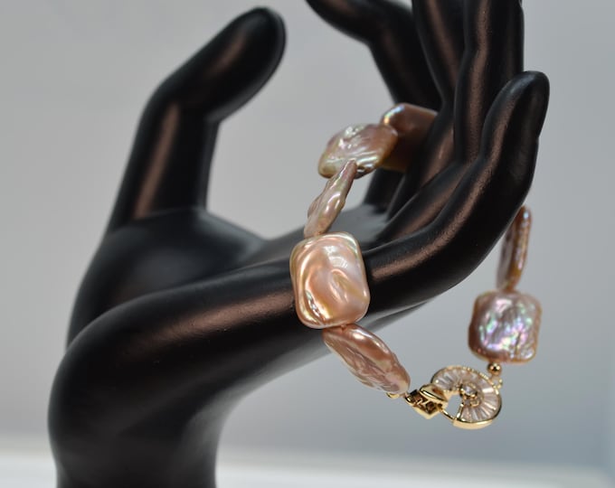 Baroque Pearl Bracelet for Women, High Luster Freshwater Cultured Pearls, 14k Gold Filled Jewelry, 7" & Made to Order