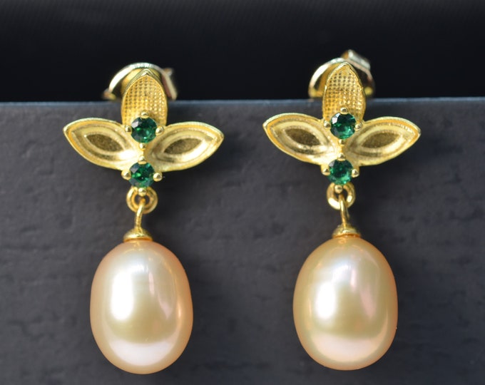 Freshwater Pearl Earrings for Women, Flower Earrings, 925 Sterling Silver Earrings, Gold Vermeil Jewelry, Hypoallergenic