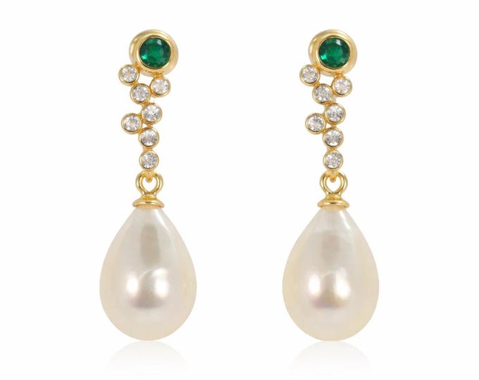 Classic Pearl Earrings for Women, Genuine Teardrop Freshwater Pearl Earrings, Gold Vermeil Jewelry, Bridal Earrings