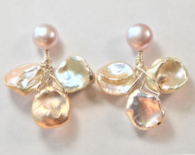 Freshwater Pearl Earrings for Women, 925 Sterling Silver Jewelry, Keshi Pearl Earrings, Two Way Earrings, Hypoallergenic