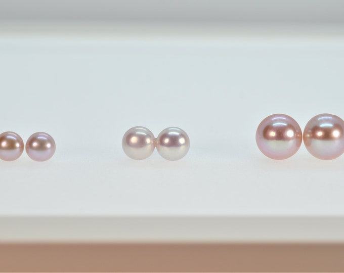 Purple Freshwater Pearl Earrings for Women, Fine Gold Vermeil or Solid Sterling Silver Earrings, Stud Earrings, Hypoallergenic