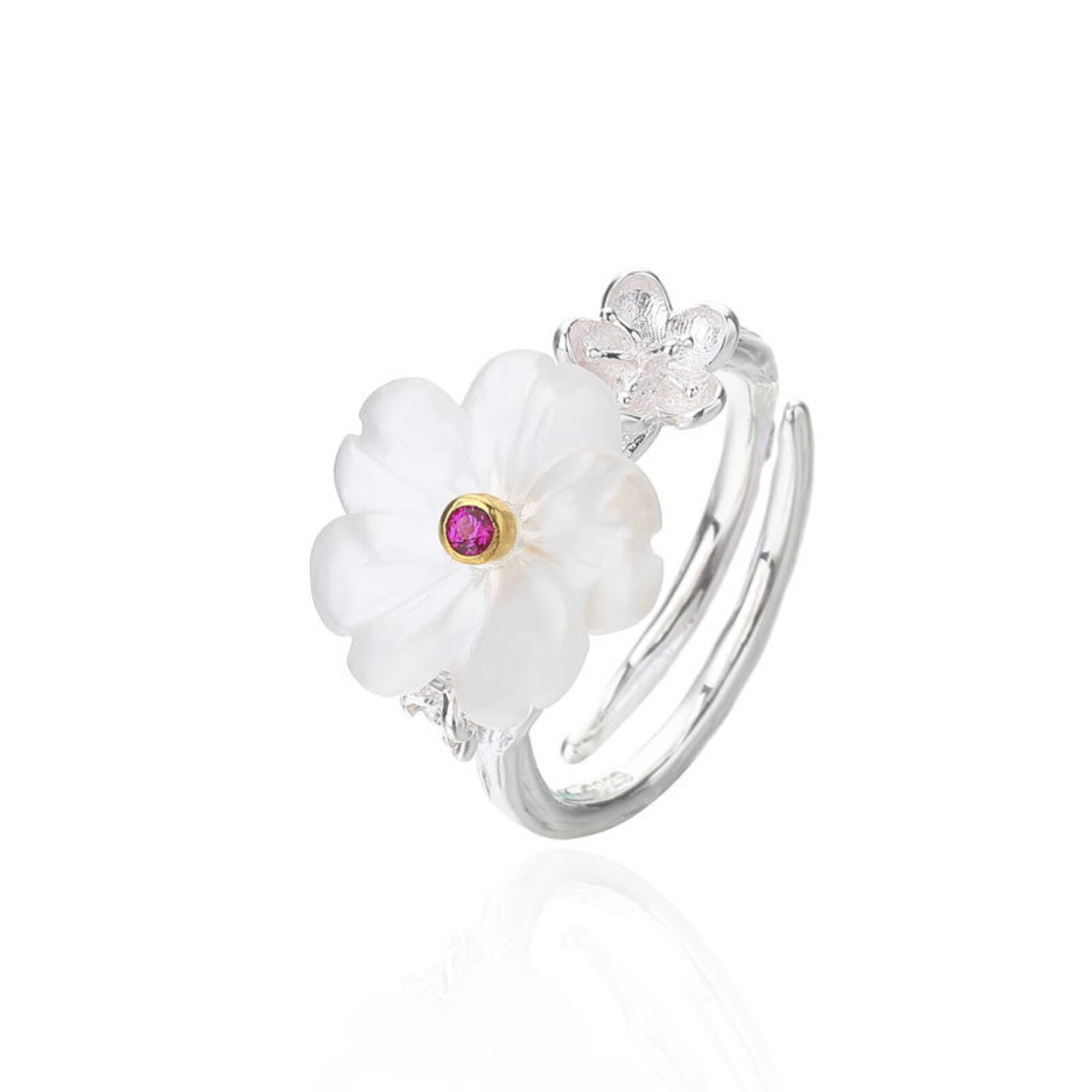 Carved Crystal Flower Adjustable Ring for Women 925 Sterling - Etsy UK