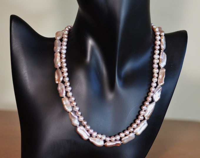 Convertible Freshwater Pearl Necklace | 2-in-1 Purple Pearl Necklace | Wrap Bracelet | Waist Beads | Versatile Pearl Jewelry