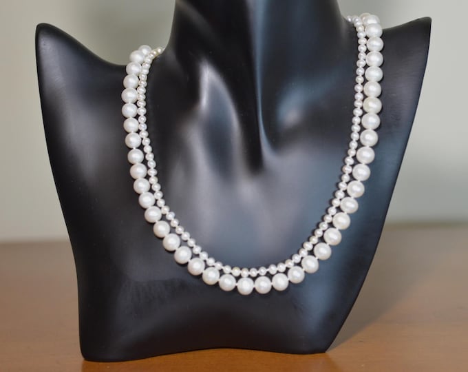Double Strand Freshwater Pearl Necklace for Women, Versatile Pearl Necklace, Fine Gold Vermeil Clasp, Bridal Necklace
