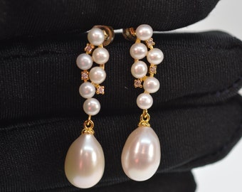 Classic Pearl Earrings for Women, Genuine Teardrop Freshwater Pearl Earrings, 925 Silver Jewelry, Bridal Earrings