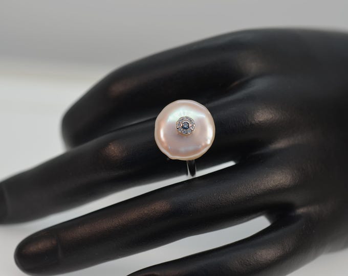 Baroque Pearl Ring for Women, Genuine Freshwater Keshi Pearl Ring for Girls, Solid Silver Jewelry, Hypoallergenic