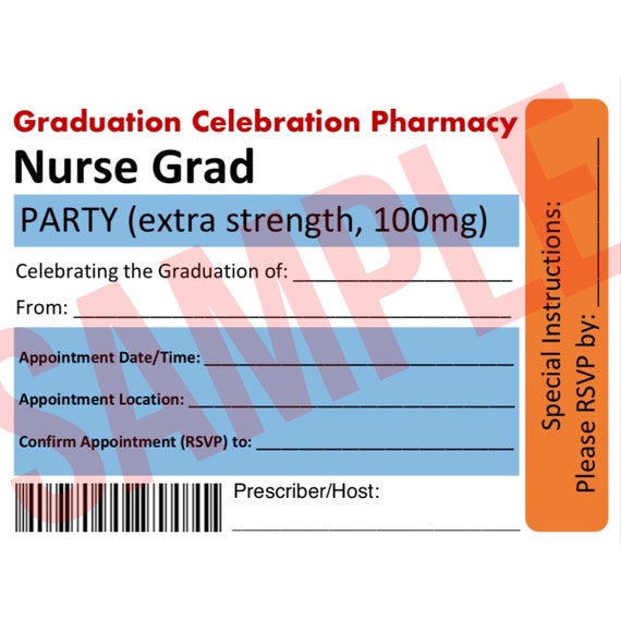 Nurse Graduation Printable Invitations Pdf Pill Bottles Etsy