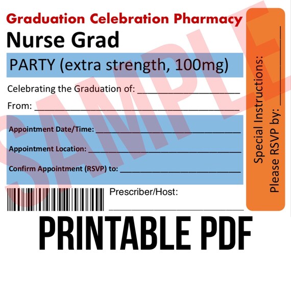 Nurse Graduation Printable Invitations Pdf Pill Bottles Etsy