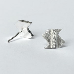 Sterling silver stud earrings, post and scroll studs, everyday earrings, handmade earrings, gift for her, unique design, contemporary design