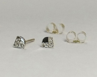 Sterling silver teardrop earrings studs 925 gift birthday present for her best friend mum sister handmade textured hammered real silver