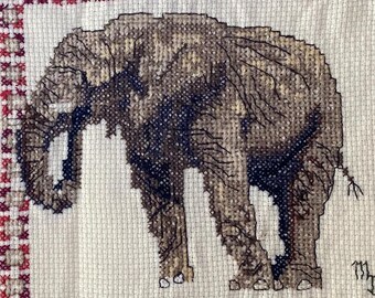 African Elephant & Zebra Cross Stitch – Finished Wall Art