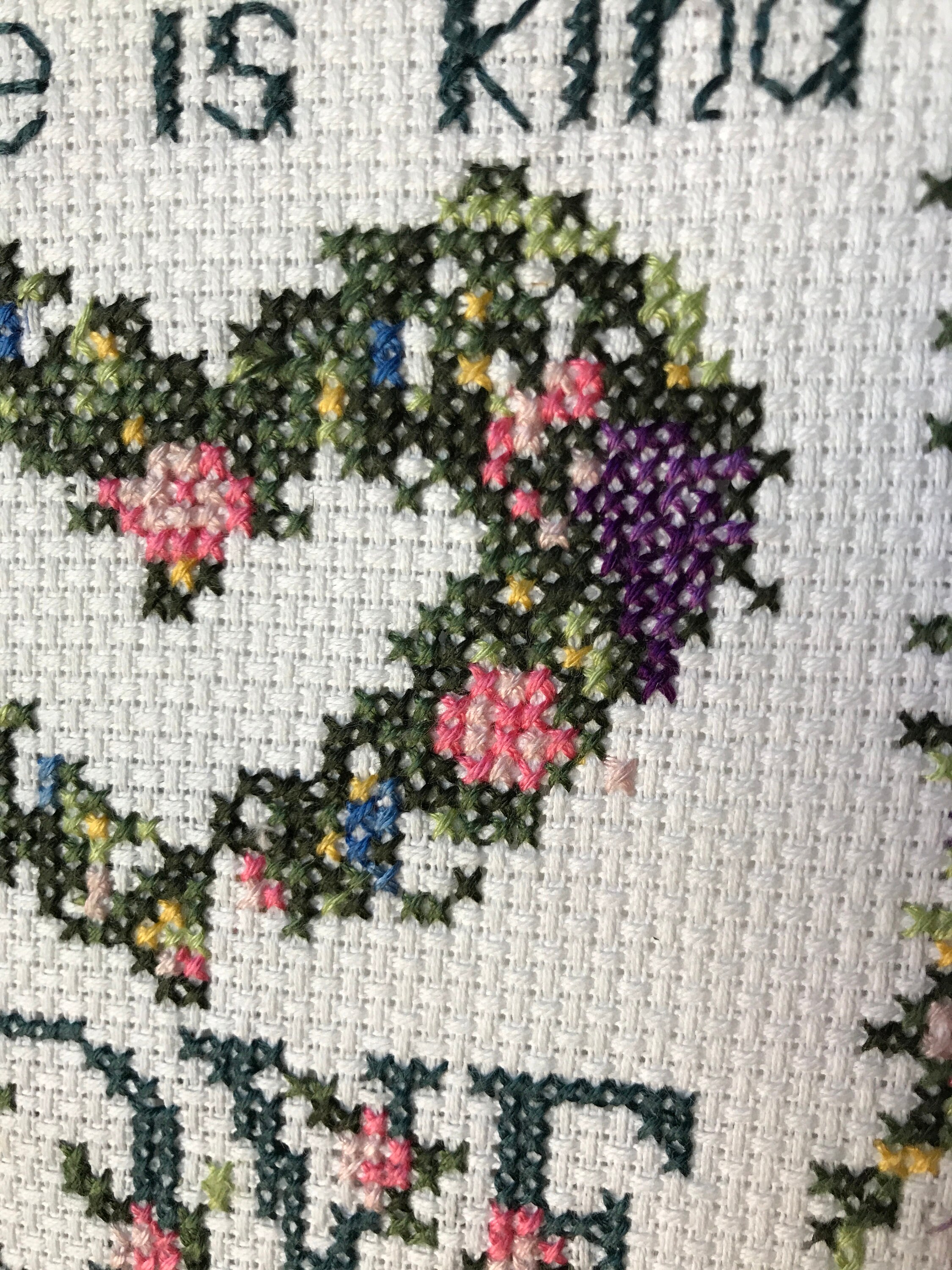 Love Cross Stitch Completed, Love is Patient Love is Kind Love Endures