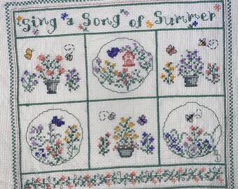 Sing A Song of Summer Cross Stitch – Handmade Floral Wall Art