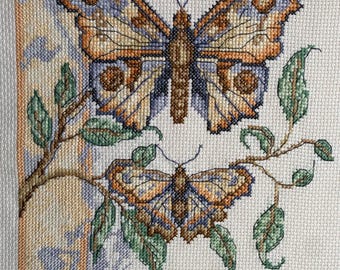 Butterfly Cross Stitch Set: Completed Fabric Art
