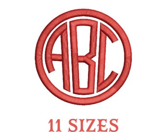 Circle Monogram Embroidery Font Circle Machine Embroidery Design Files in Csd Dst Exp Hus Jef Pes Pcs Shv Sew Vp3 Vip Xxx formats.