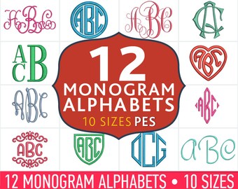 Monogram Embroidery Font Bundle Machine Embroidery Monogram Font Bundle Embroidery Design Bundle - PES format bundle.