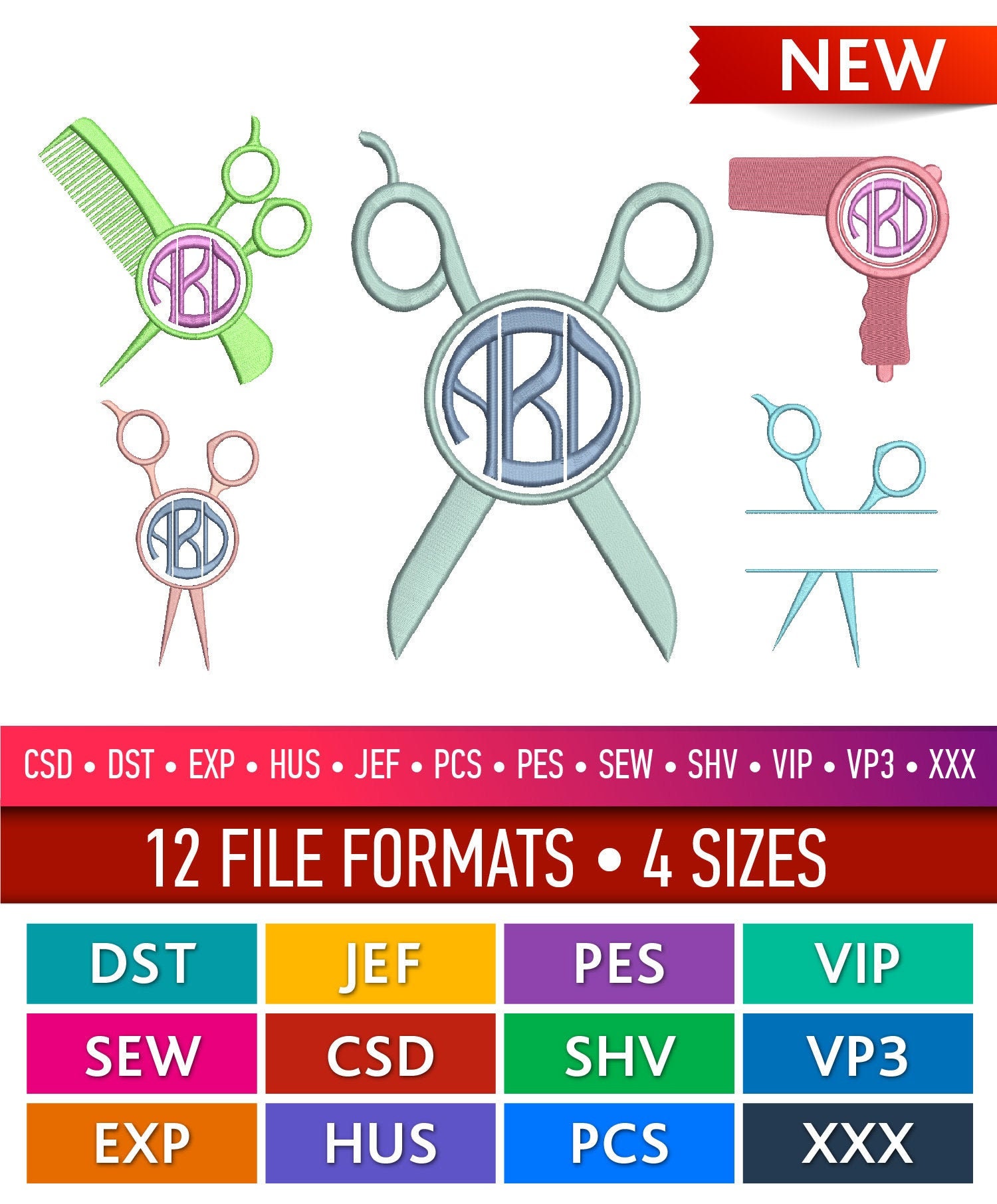 Hairdresser Embroidery Monogram Frame Hairdresser Machine Etsy