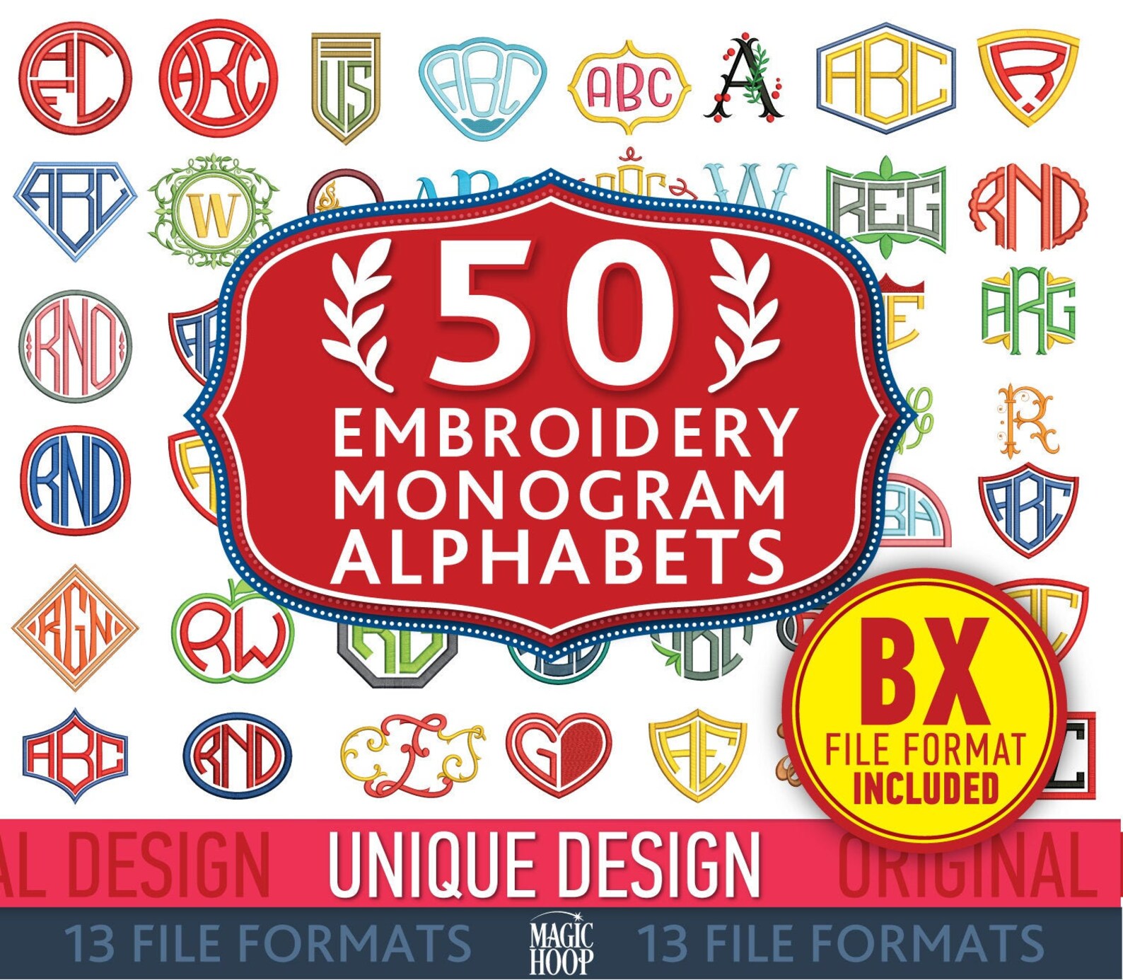50 Monogram Embroidery Font Bundle Machine Embroidery Monogram Etsy