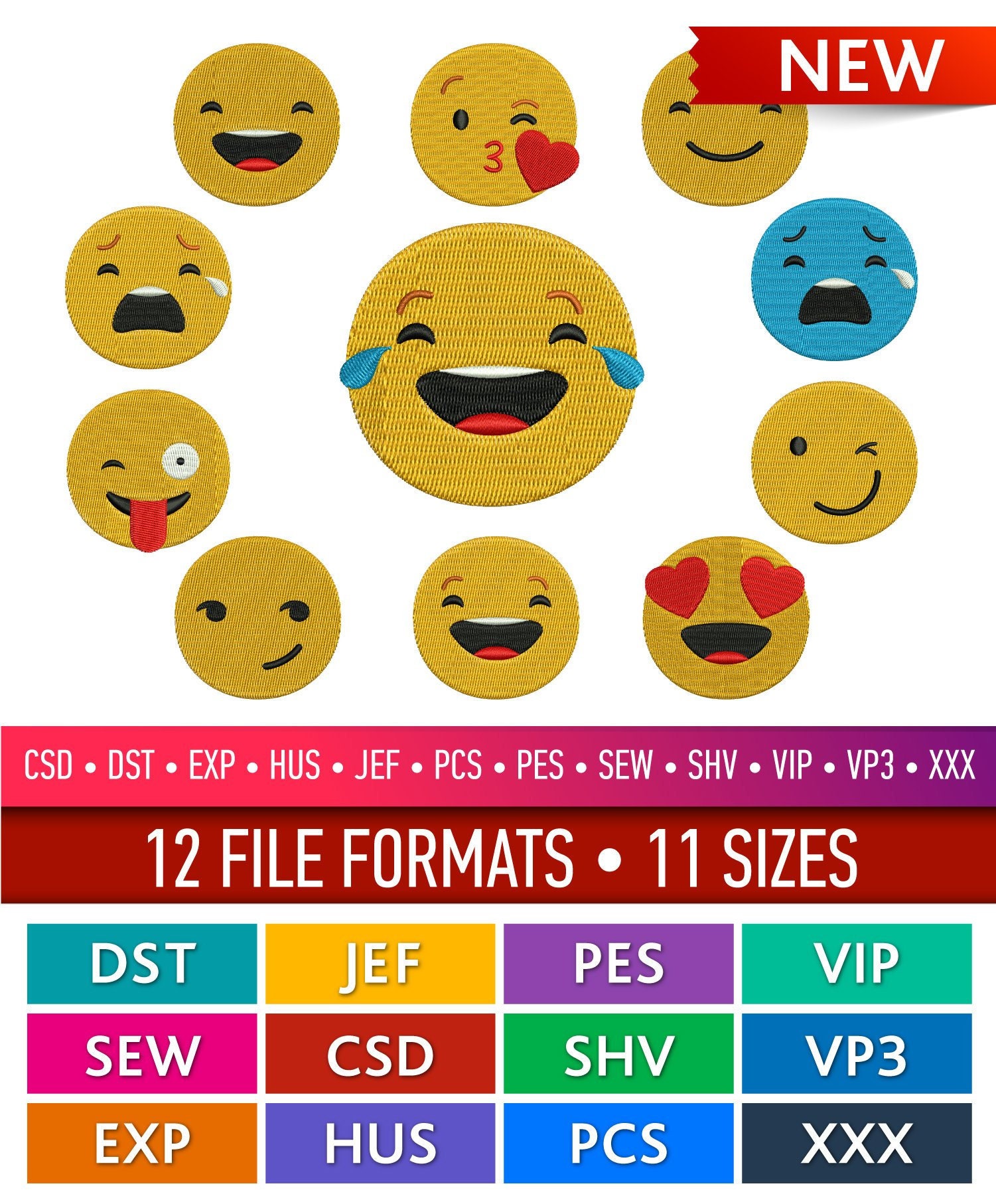 Emoji embroidery emoji machine embroidery design files in csd  etsy Emoji embroidery emoji machine embroidery design files in csd  etsy