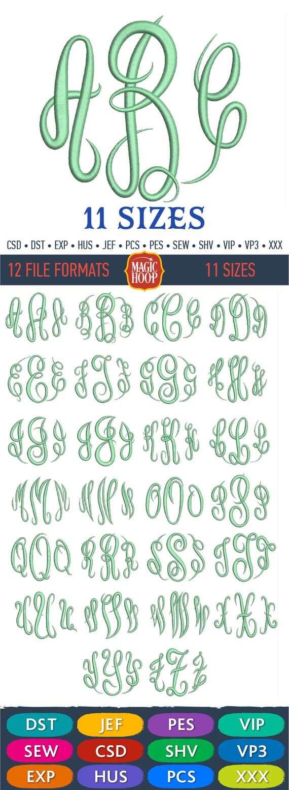 Master Circle Monogram Embroidery Font Master Circle Machine Etsy