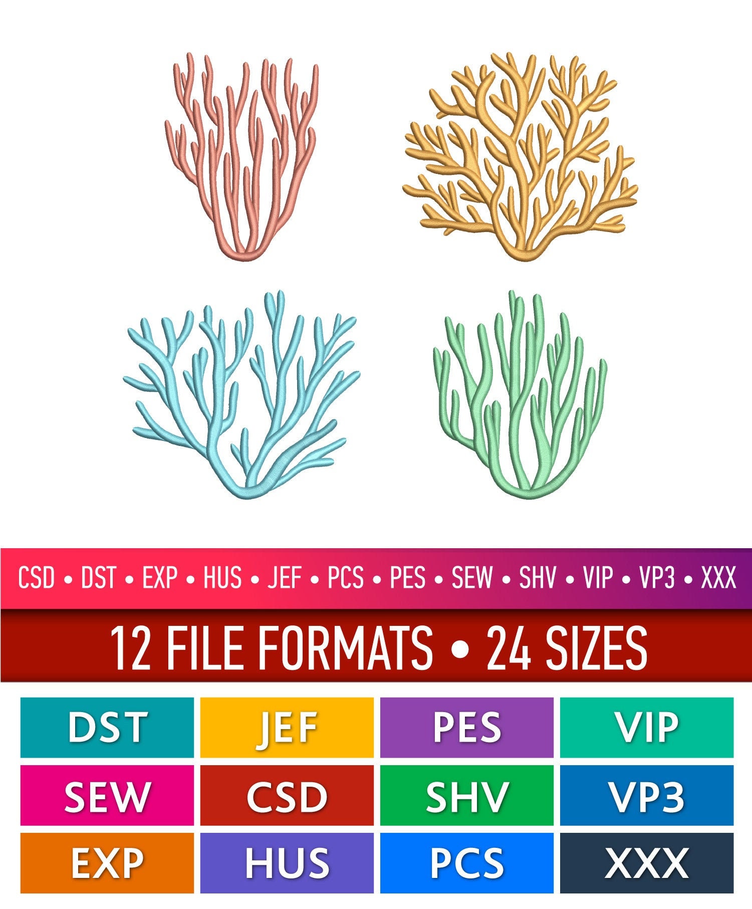 Coral embroidery coral machine embroidery design files in csd  etsy uk Coral embroidery coral machine embroidery design files in csd  etsy uk