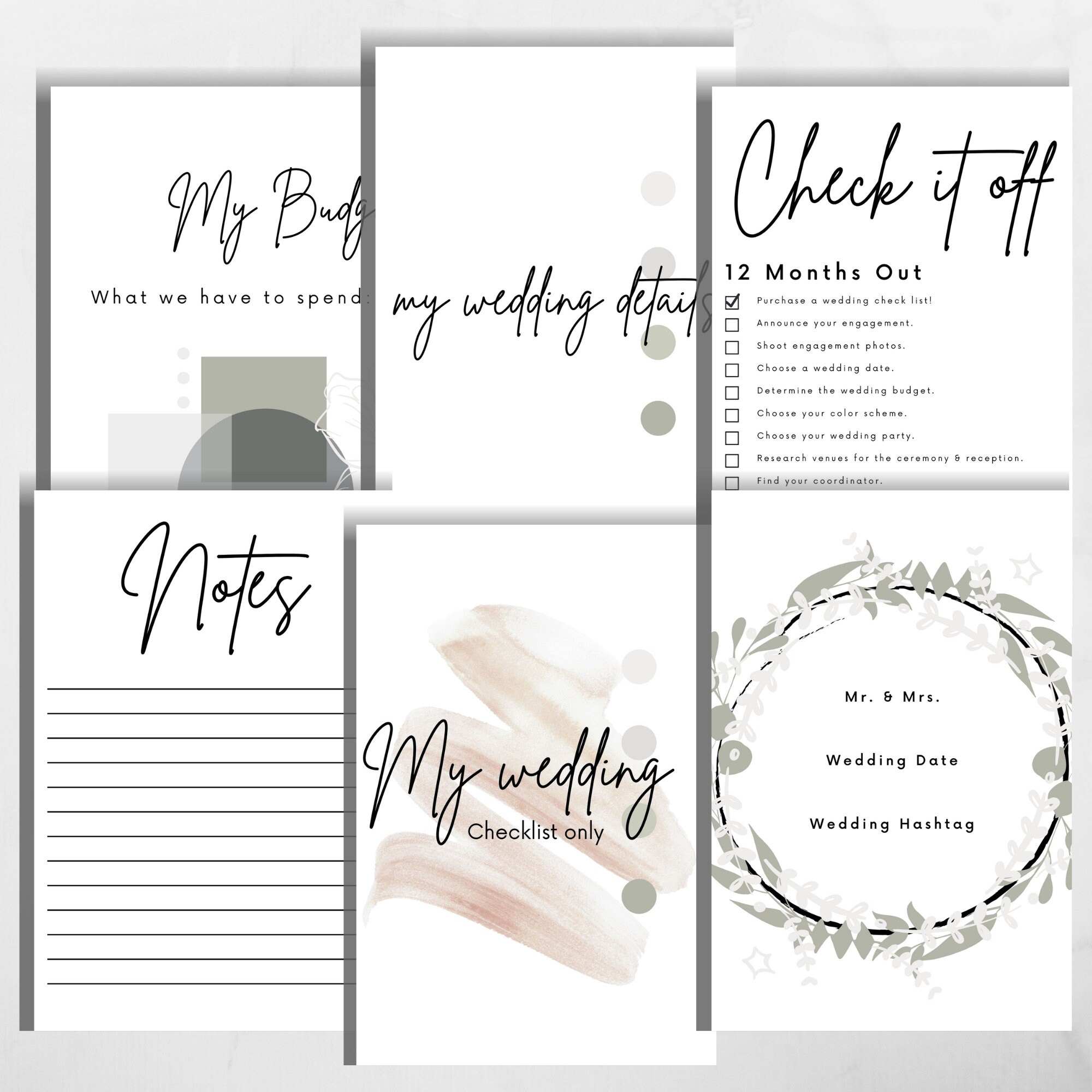 printable wedding planner checklist only modern wedding etsy