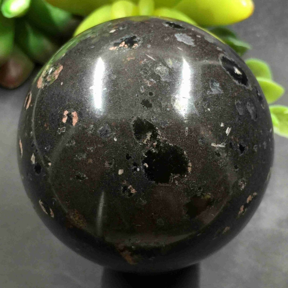 Medium 0.6lbs Natural Plum blossom jade Sphere Orb Crystal Etsy
