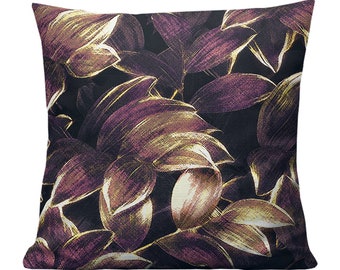OOAK purple velvet pillow floral square Eggplant needlepoint pillow tassle fringe repurposed large slouchy hand made pillow upcycled
