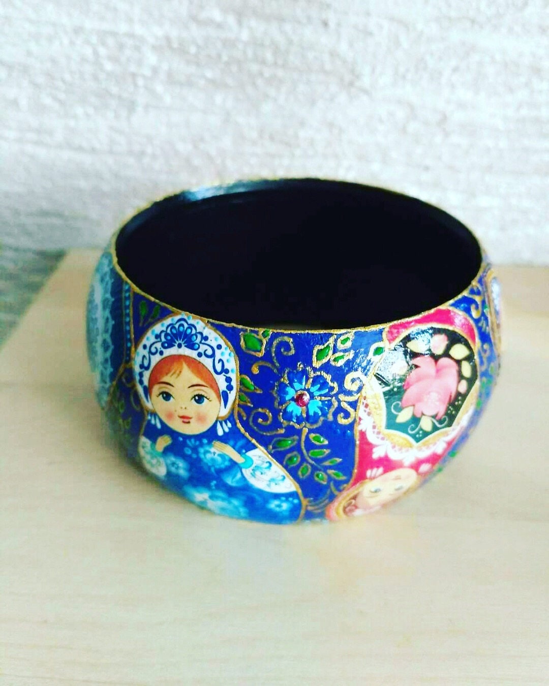 Gorodets painting wooden bracelet Gorodets painting wooden bracelet