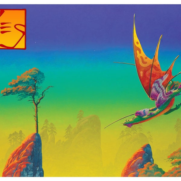 YES Flight of The Dragon Illustration Poster | Roger Dean Poster | Yes Cover Poster | YES Vintage Poster | Vintage Wall Art