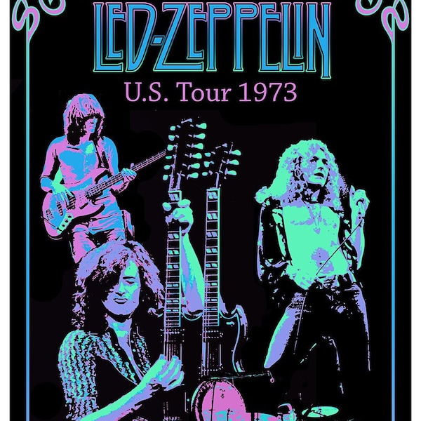 Led Zeppelin Vintage Style Poster | Led Zeppelin Tour Poster | Retro Rock Poster | Vintage Wall Art | Retro Wall Art | Vintage Rock Poster