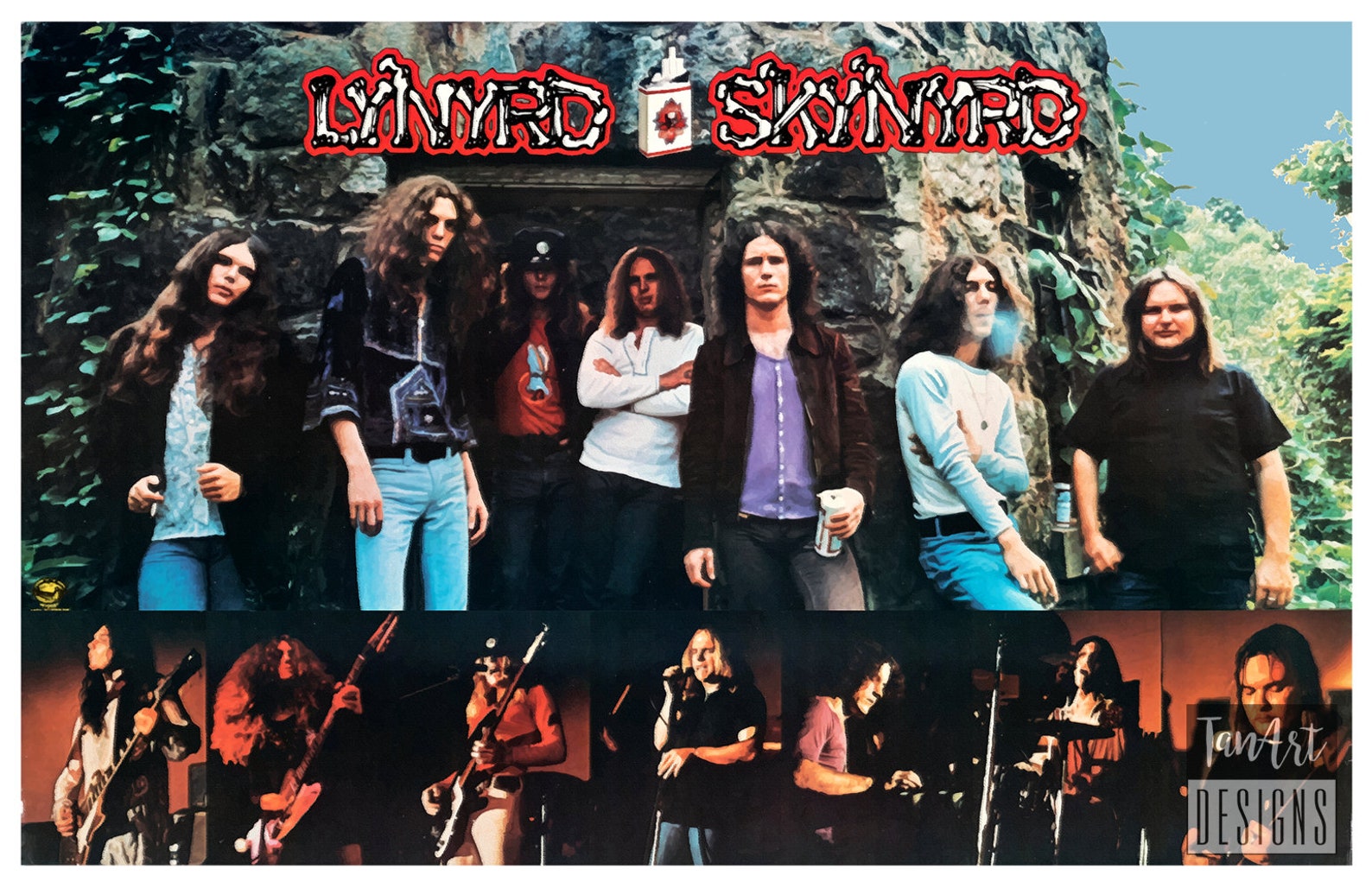 lynyrd-skynyrd-original-line-up-digital-painting-poster-lynyrd-skynyrd
