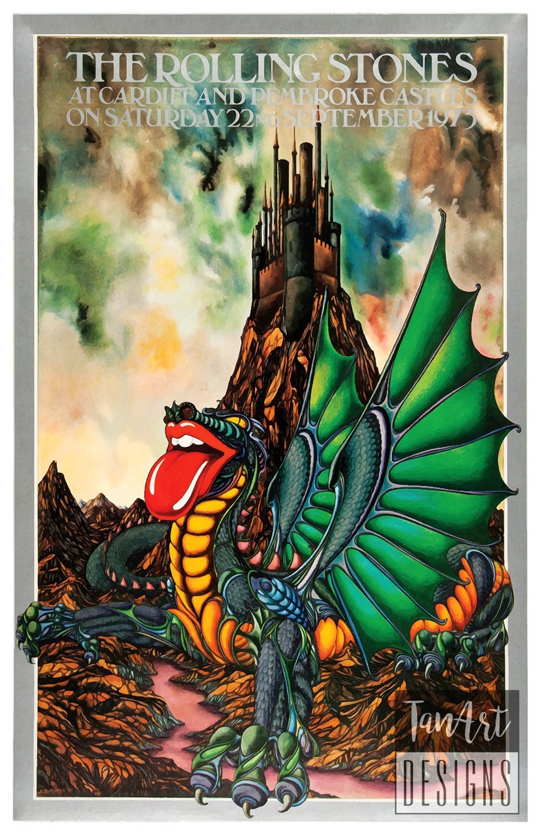 Rolling Stones Cardiff and Pembroke Castles Concert Poster Rolling