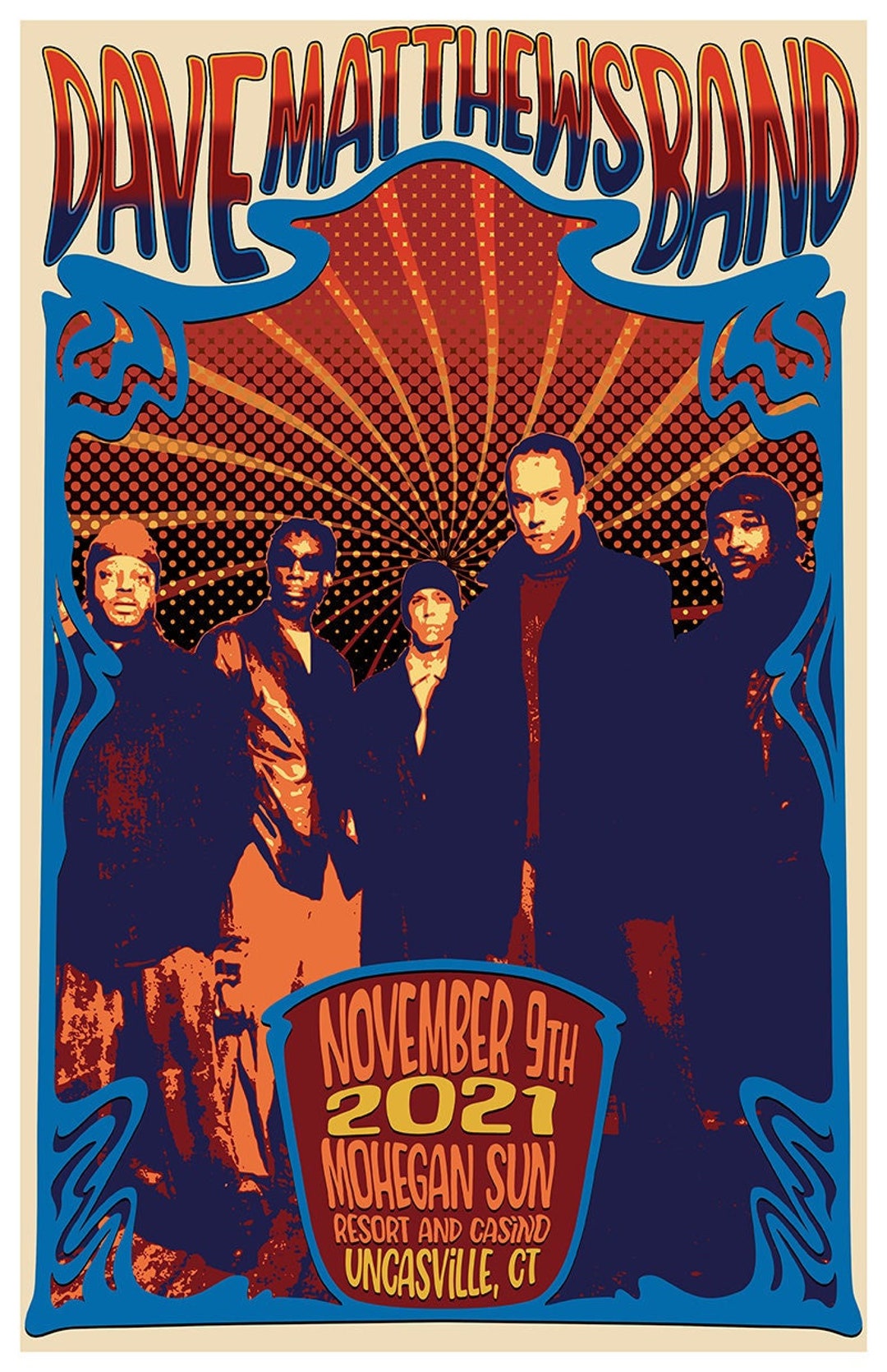 Dave Matthews Vintage Style Poster Dave Matthews Tour Poster Etsy
