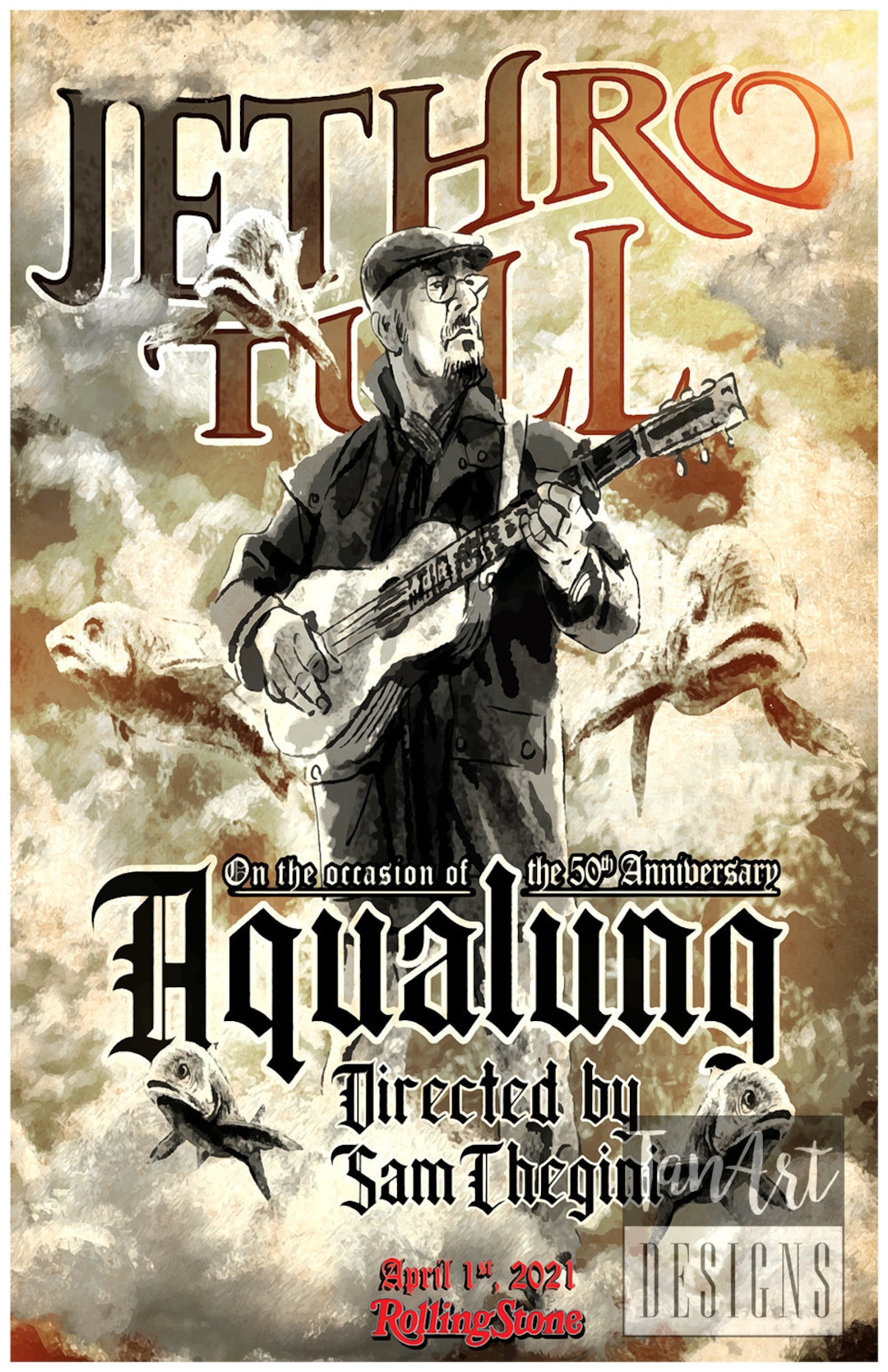 Jethro Tull Aqualung 50th Anniversary Poster Jethro Tull Poster Vintage