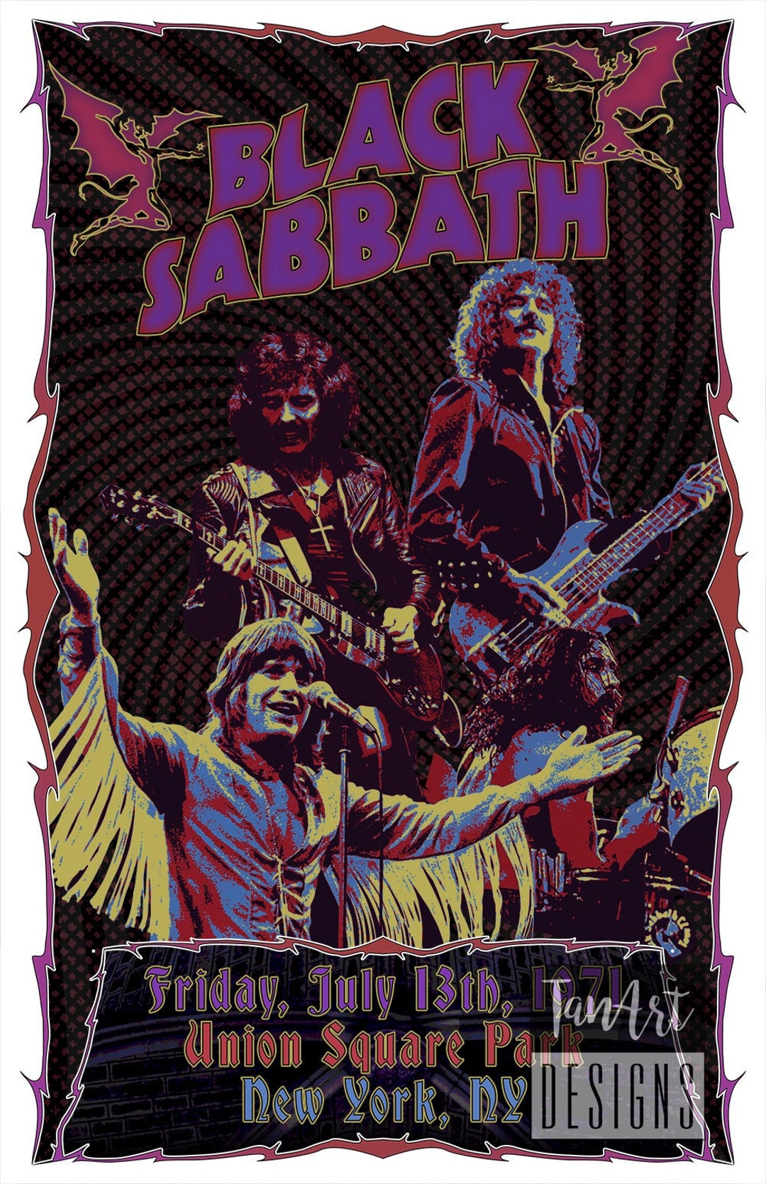 Black Sabbath Concert Poster Black Sabbath Tour Poster Retro Rock