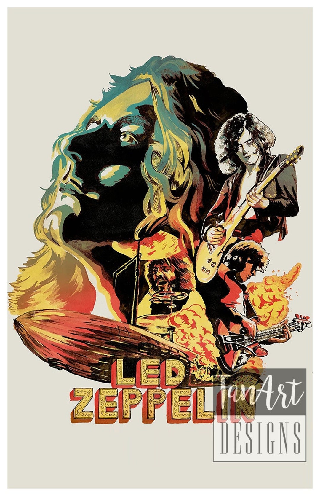 Led Zeppelin Pop Art Poster Led Zeppelin Vintage Poster Retro Rock Poster Vintage Wall Art Retro Wall Art Etsy Canada