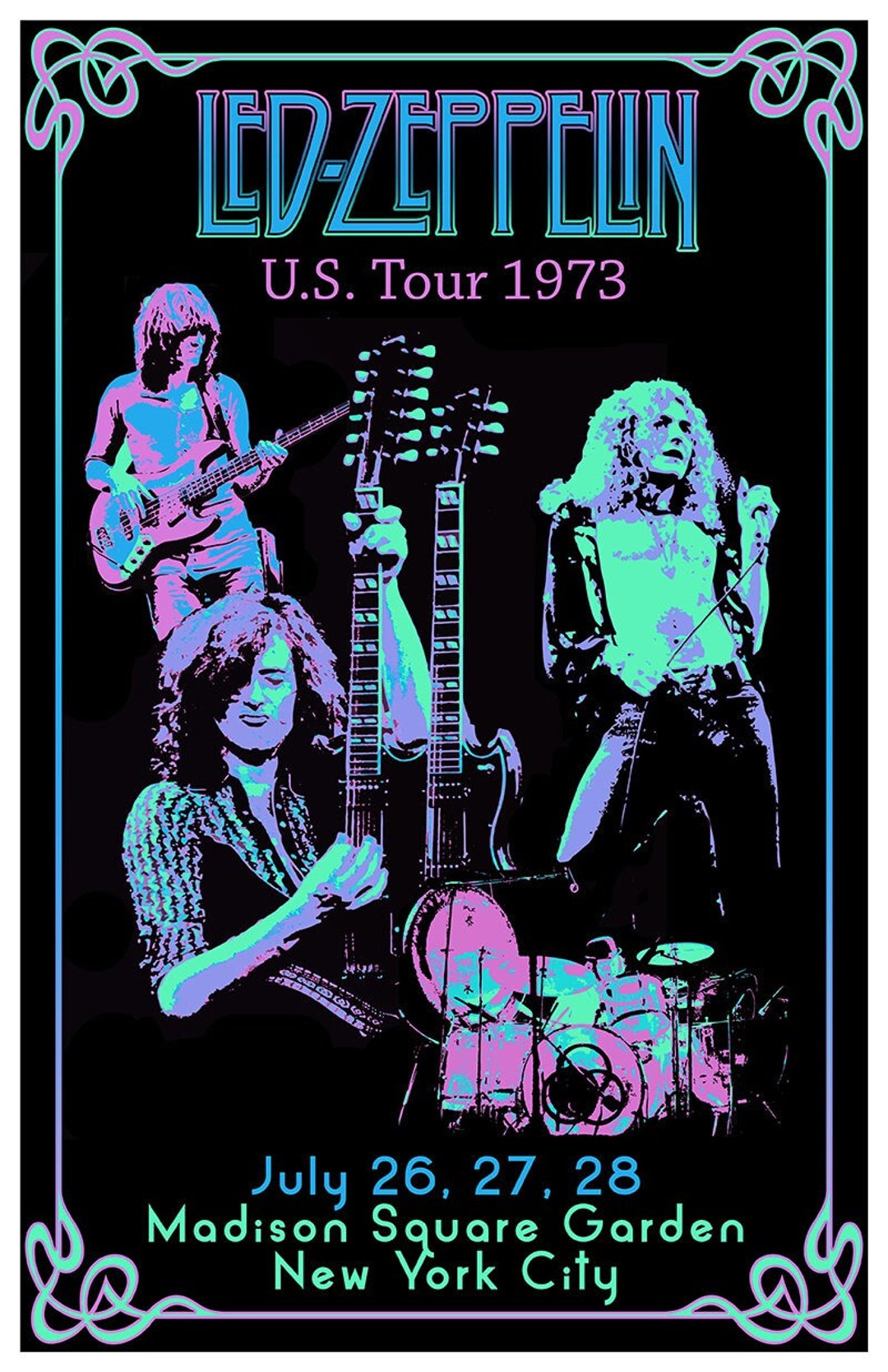 Led Zeppelin Vintage Style Poster Led Zeppelin Tour Poster Retro Rock Poster Vintage Wall Art