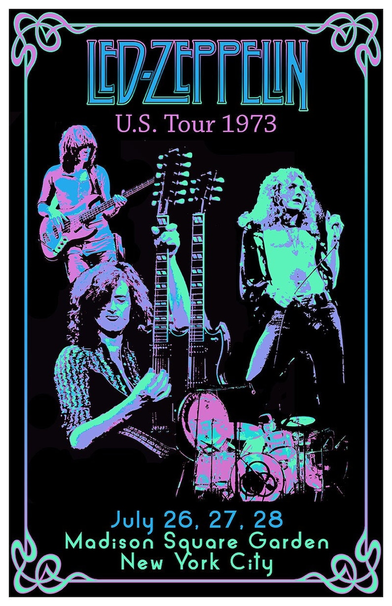 Led Zeppelin Vintage Style Poster Led Zeppelin Tour Poster Etsy