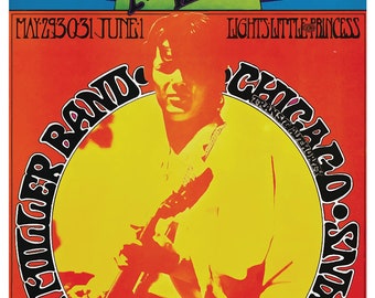 Framed Steve Miller Band Chicago Concert Poster | Steve Miller Band Framed Poster | Retro Rock Framed Poster | Vintage Rock Framed Poster